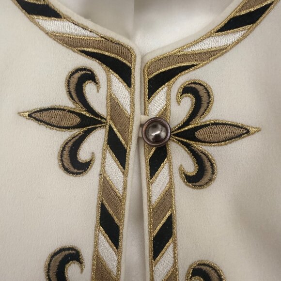 Vintage Bob Mackie Wearable Art Embroidered Ivory Jacket | 1990s | Size Small - Picture 6 of 14